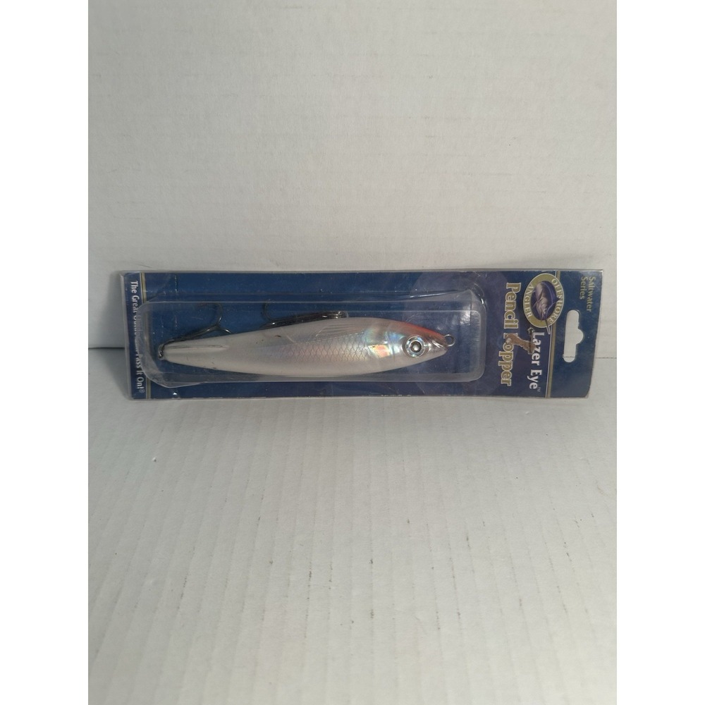 Offshore Angler Lazer Eye Pencil Popper Saltwater Lure Silver Red Reflective